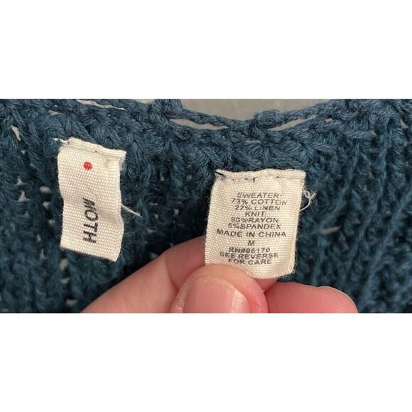 Moth from Anthropologie Teal Cable Knit Dress Short-Sleeved Size Medium - Picture 2 of 5
